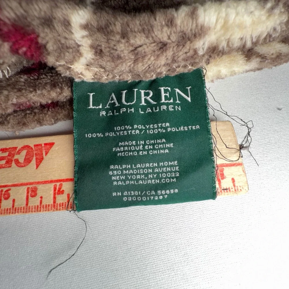 Ralph Lauren Nordic Throw Blanket Cream‎ Taupe Fair Isle Snowflake Fleece Lodge
